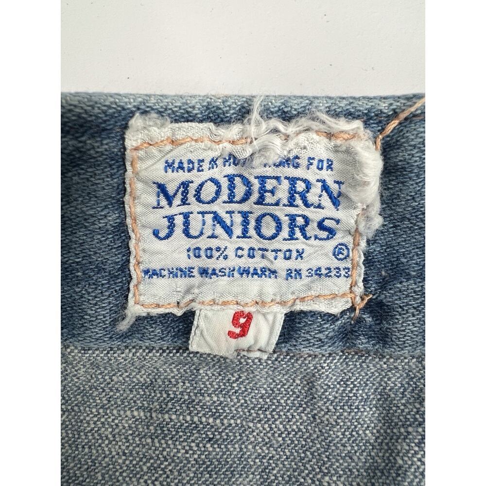 Vintage Snap Button Denim Jean Skirt Zipper Pocket A Line Retro Size 9 - Picture 4 of 7